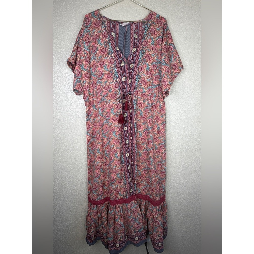 Anthropologie Boemo Paisley Floral Tiered Maxi Dress GUC medium M